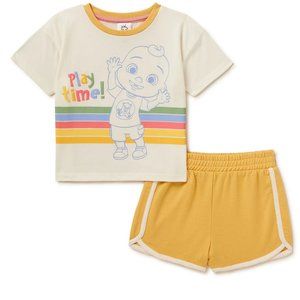 Toddler Girl Boys CoComelon Graphic Play Time T-Shirt & Shorts Set Size 2T 3T